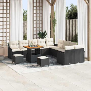 vidaXL Tuinbank Set 13 st 12-Aantal zitplaatsen Zwart en, Tuin en Terras, Verzenden, Nieuw