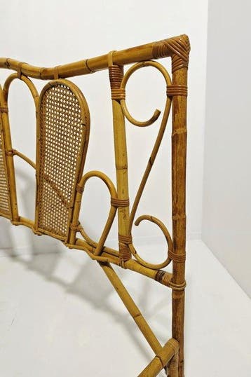 Bed - Bamboe, Rattan - Design Italia 1960, Antiek en Kunst