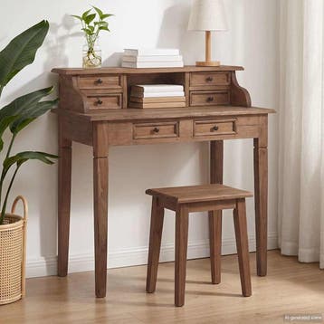 vidaXL Schrijftafel met lades 90x50x101 cm massief, Huis en Inrichting, Bureaus, Verzenden, Nieuw
