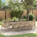 vidaXL Tuin Eettafel Set 11 pcs Beige poly rattan, Verzenden, Nieuw