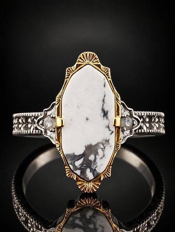 Turquoise Statement Ring - Goudverguld 925 sterlingzilver -, Antiek en Kunst