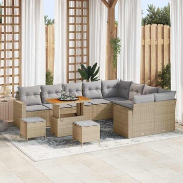 vidaXL Tuinbank Set 12 st Beige poly rattan, Verzenden