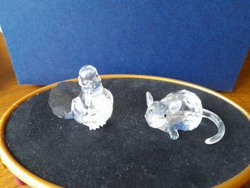 Swarovski - Figurine - Zodiac rat en duif - Cristal, Antiek en Kunst