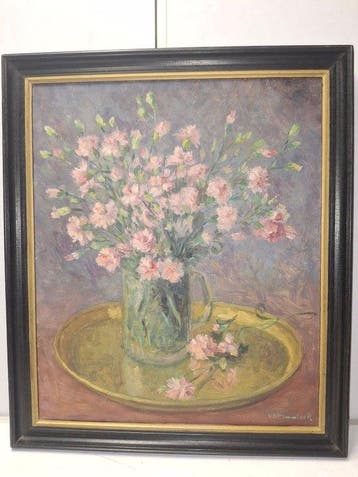 R. Van De Mooter (XX - Stilleven met bloemen, Antiek en Kunst