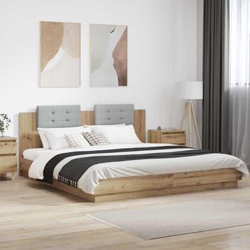 vidaXL Bedframe met Hoofdbord Artisan Eiken 200 x 200 cm, Verzenden, Nieuw
