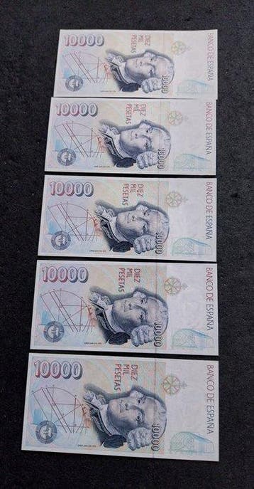 Spanje. - 5 x 10.000 Pesetas - 1992 - Consecutive - Pick 166