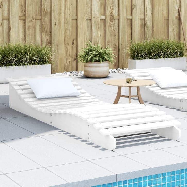 vidaXL Ligbed 205x70x31,5 cm massief grenenhout wit, Tuin en Terras, Ligbedden, Nieuw, Verzenden