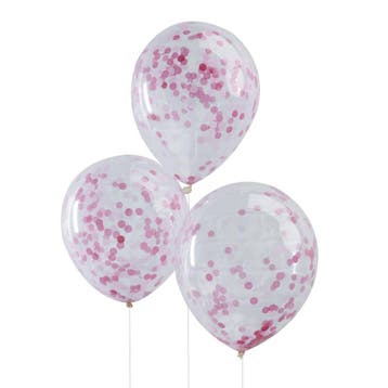 Roze Confetti Ballonnen 30cm 5st, Verzenden, Nieuw