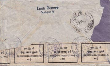 Empire allemand 1937 - Lettre avec les valeurs faciales, Gestempeld