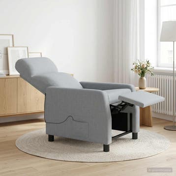 vidaXL Massage Relaxstoel Lichtgrijs Stof, Verzenden