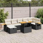 vidaXL 5-delige Loungeset met kussens poly rattan zwart, Tuin en Terras, Verzenden, Nieuw, Loungeset