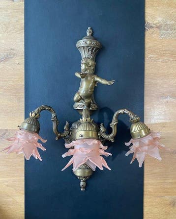 Wandlamp - Gegoten messing - Grote Rococo Revival