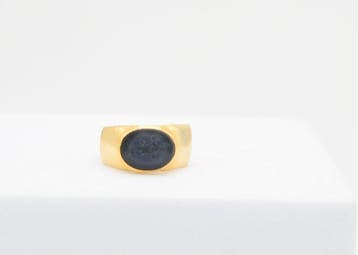 Ring - 18 karaat Geel goud Onyx, Nieuw