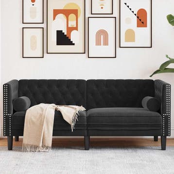 Tweezitsbank Chesterfield fluweel: tweede kansje, OP = OP, Huis en Inrichting, Verzenden, Minder dan 75 cm, 150 tot 200 cm, Chesterfield