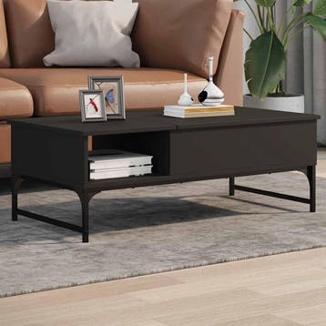 vidaXL Salontafel 100x50x35 cm bewerkt hout en metaal zwart, Verzenden