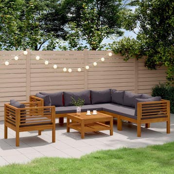 vidaXL 7-delige Loungeset met kussens massief acaciahout, Verzenden, Loungeset