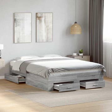 vidaXL Bedframe met lades bewerkt hout grijs sonoma eiken, Huis en Inrichting, Verzenden, Nieuw