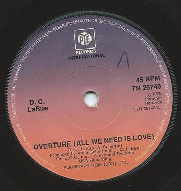 D.C. LaRue - Overture (All We Need Is Love), Verzenden