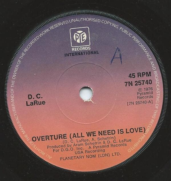 D.C. LaRue - Overture (All We Need Is Love), CD & DVD, Vinyles | Pop, Envoi