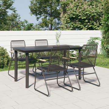 vidaXL 5-delige Tuinset PVC-rattan zwart, Verzenden, Tuinset