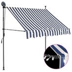 vidaXL Luifel handmatig uitschuifbaar met LED 100 cm blauw, Verzenden