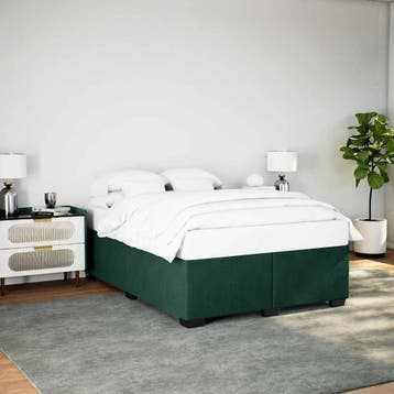 vidaXL Bedframe zonder matras 160x200 cm fluweel donkergroen, Verzenden