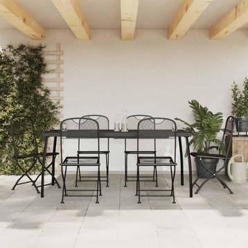 vidaXL 7-delige Tuinset metaalgaas antracietkleurig, Verzenden, Tuinset