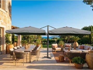 Veiling - Dubbele hangende parasol Donkergrijs (2 * 300x400c
