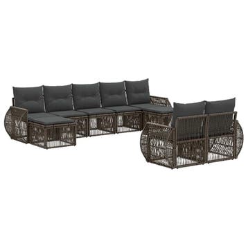 vidaXL Tuinbank Set 9 pcs Grijs en Donkergrijs poly rattan, Verzenden, Nieuw