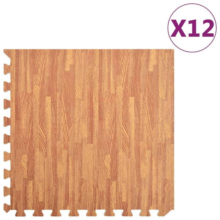 vidaXL Vloermatten 12 st 4,32  EVA-schuim houtnerfprint, Sport en Fitness, Fitnessmaterialen, Nieuw, Verzenden