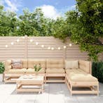 vidaXL 7-delige Loungeset met kussens massief teak, Verzenden, Nieuw, Loungeset