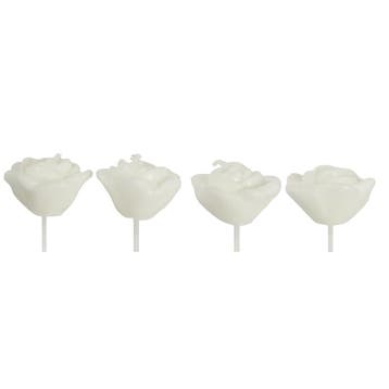 Rozen Kaarsen Wit 6cm 4st, Hobby en Vrije tijd, Verzenden, Nieuw