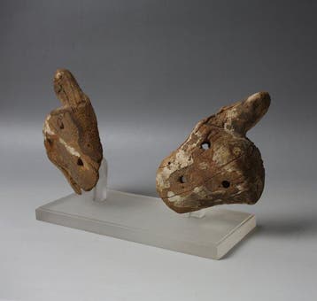 Oude Egypte, late periode Hout Fragment van een sarcofaag,