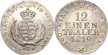 1/12 taler, daalder 1819, Sachsen-kurlinie ab 1547 (alber..., Verzenden