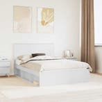 vidaXL Bedframe met hoofdeinde Wit 140 x 200 cm Massief, Huis en Inrichting, Slaapkamer | Bedden, Verzenden, Nieuw