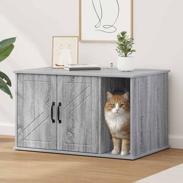 vidaXL Kattenhuis Grijs Sonoma 85 x 55 x 50,5 cm Bewerkt, Verzenden