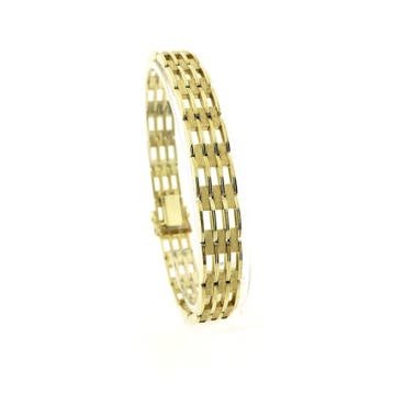 Gouden tank schakelarmband., Ophalen of Verzenden, Gebruikt, Goud, Goud