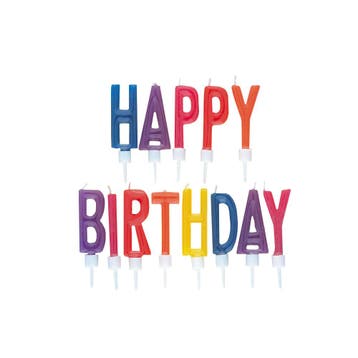 Kaarsen Set Happy Birthday 6,4cm 13 delig, Verzenden