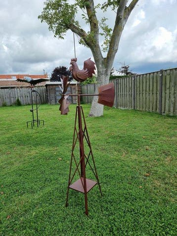 Statue, XL Windmill Arrow with Rooster - 154.5 cm - Métal -