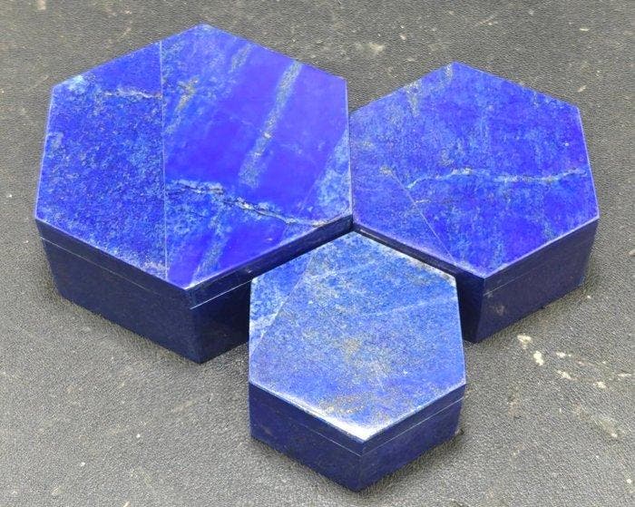 Lapis Lazuli Edelsteen Uniek Ontwerp Sieradenkistjes -, Verzamelen, Mineralen en Fossielen