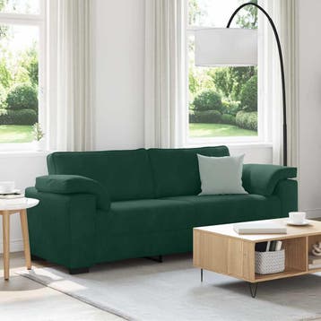 vidaXL 3-zitsbank / zetel donkergroen 220x77x82 cm fluweel, Verzenden, Nieuw