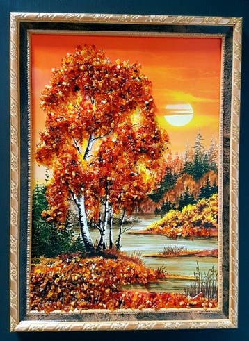 Barnsteen - Unique Amber picture Wall decoration - Home