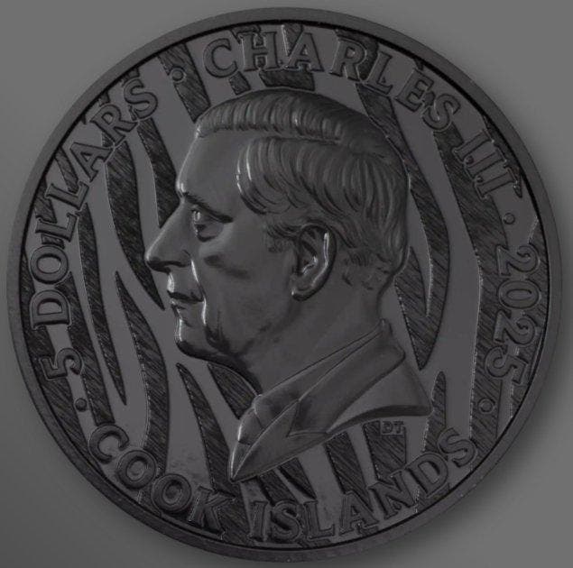 Cookeilanden. 5 Dollars 2025 Tigre (Black and White) CIT, Postzegels en Munten, Munten | Europa | Niet-Euromunten