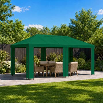 vidaXL Tuinpaviljoen 6 x 3 m Groen Polyester en Staal 190, Verzenden, Nieuw