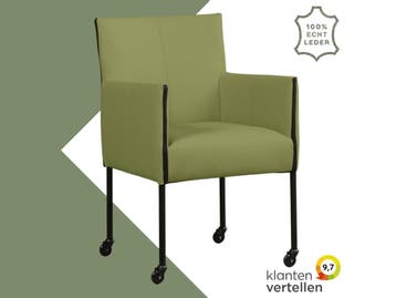 Leren eetkamerstoel More - Toledo Apple Green (groen) -, Huis en Inrichting, Overige kleuren, Bohemian, Industrieel, Modern, Scandinavisch