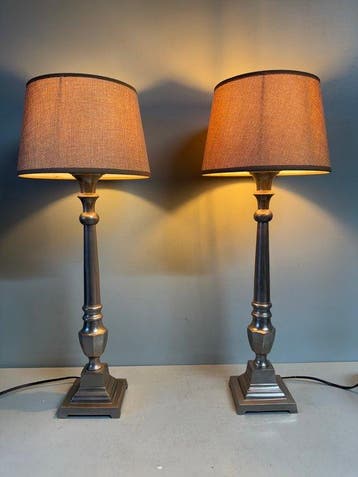 Tafellamp - Set van twee melaten tafellampen / schemerlampen