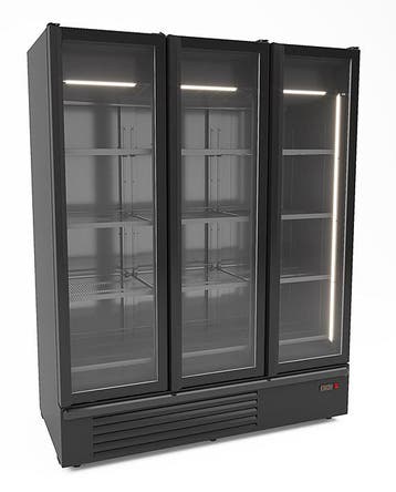 Koelkast 3 Glasdeuren Zwart 1555L, Verzenden