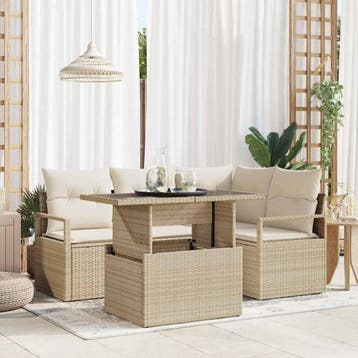 vidaXL Tuinbank Set 5 st 4-Aantal zitplaatsen Beige en Crème, Verzenden