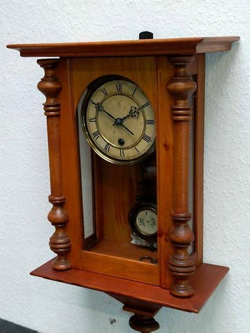 Horloge murale - Antike Wanduhr Regulator Holz Messing