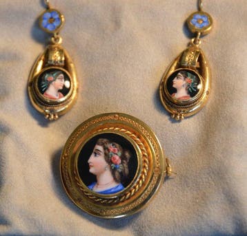 Ensemble de bijoux 3 pièces - 18 carats Or jaune, Émail